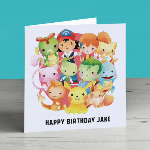Pokemon greetings card with multiple characters